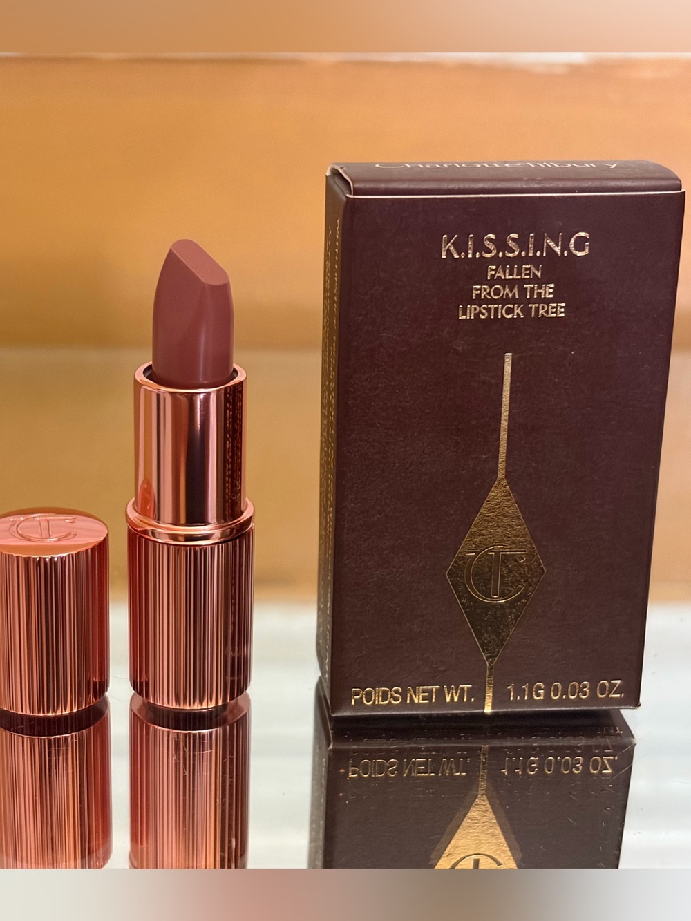 Charlotte Tilbury KISSING Fallen From Tree Lipstick 90s PINK 1.1g/.03oz Travel S